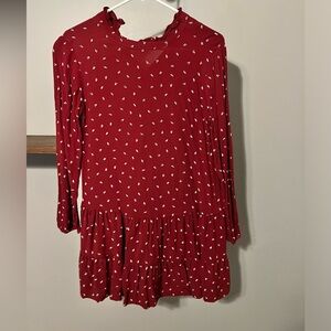 the loft red dress with long sleeve